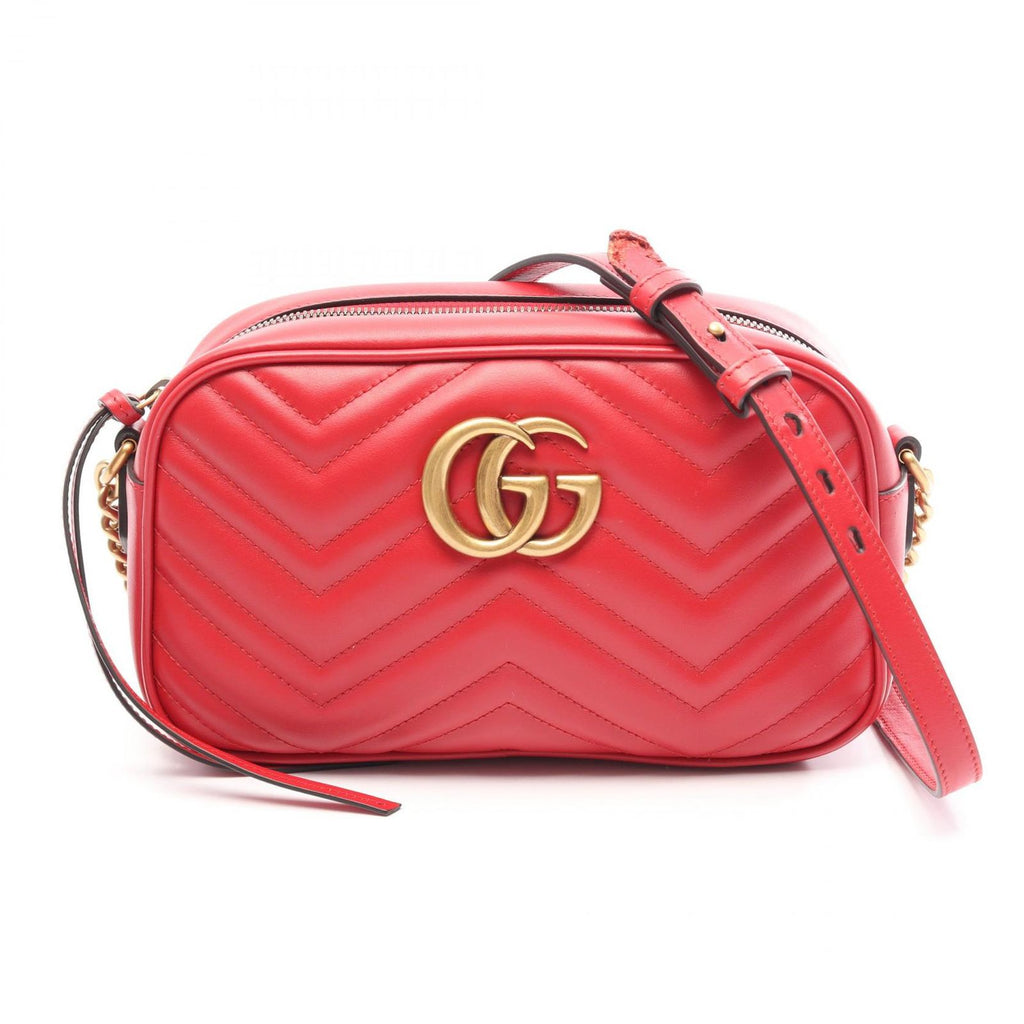 Gucci Shoulder Bag GG Marmont Red Leather