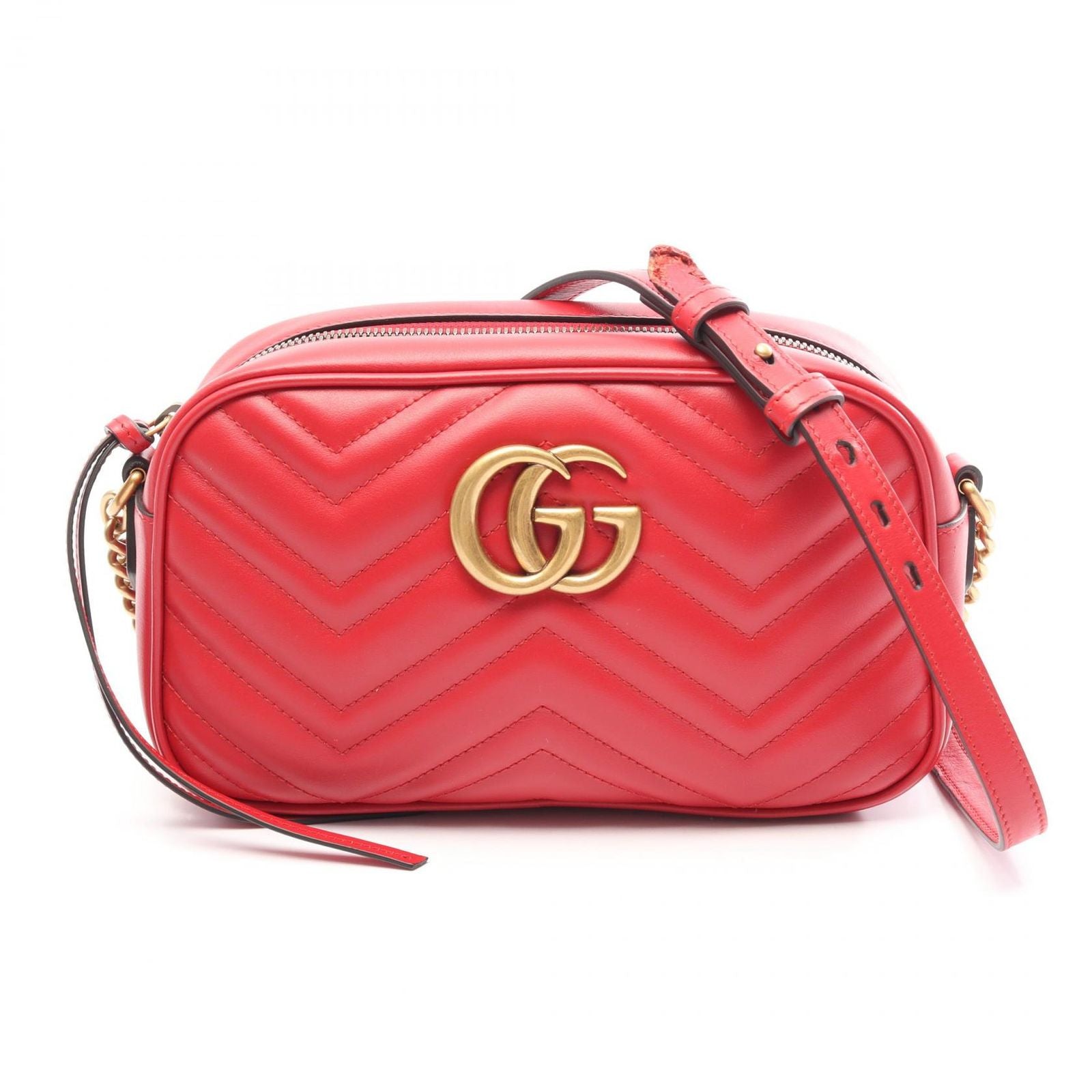 Gucci Shoulder Bag GG Marmont Red Leather
