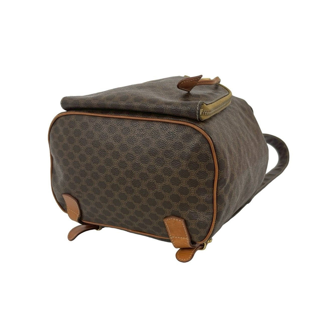 Celine Vintage Macadam Blason Pattern Leather Backpack Brown — view 8