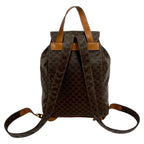 Celine Vintage Macadam Blason Pattern Leather Backpack Brown — view 3