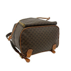 Celine Vintage Macadam Blason Pattern Leather Backpack Brown — view 7