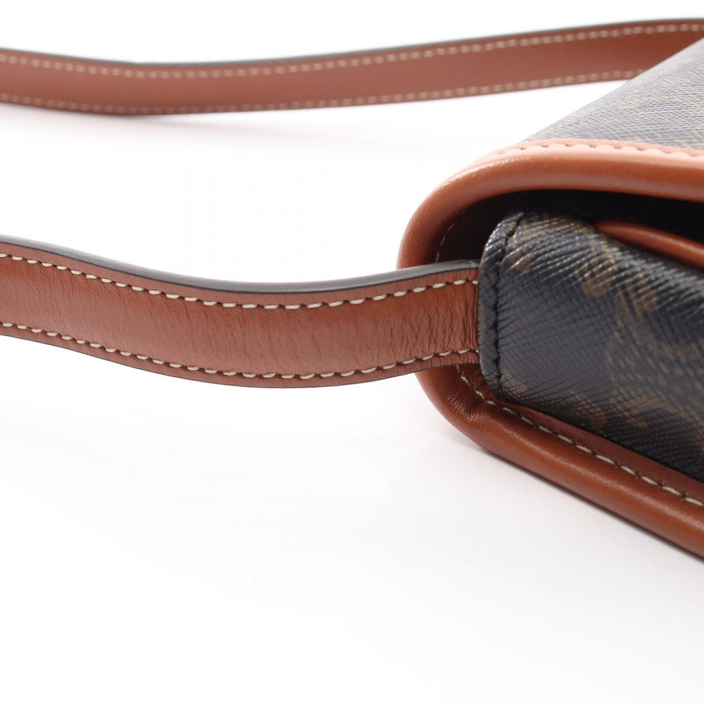 Celine Shoulder Bag Triomphe Mini Besace Brown Black Canvas Leather — view 6