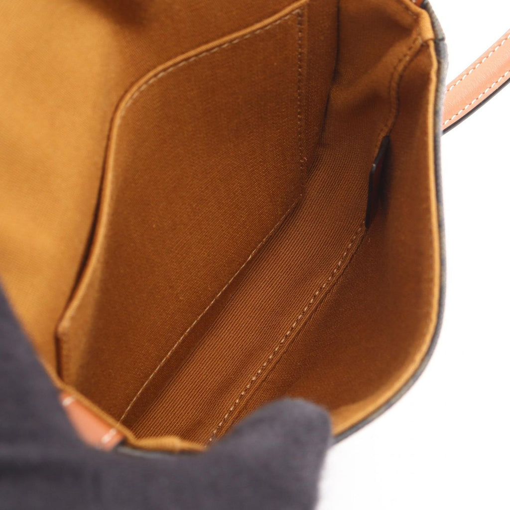Celine Shoulder Bag Triomphe Mini Besace Brown Black Canvas Leather — view 3