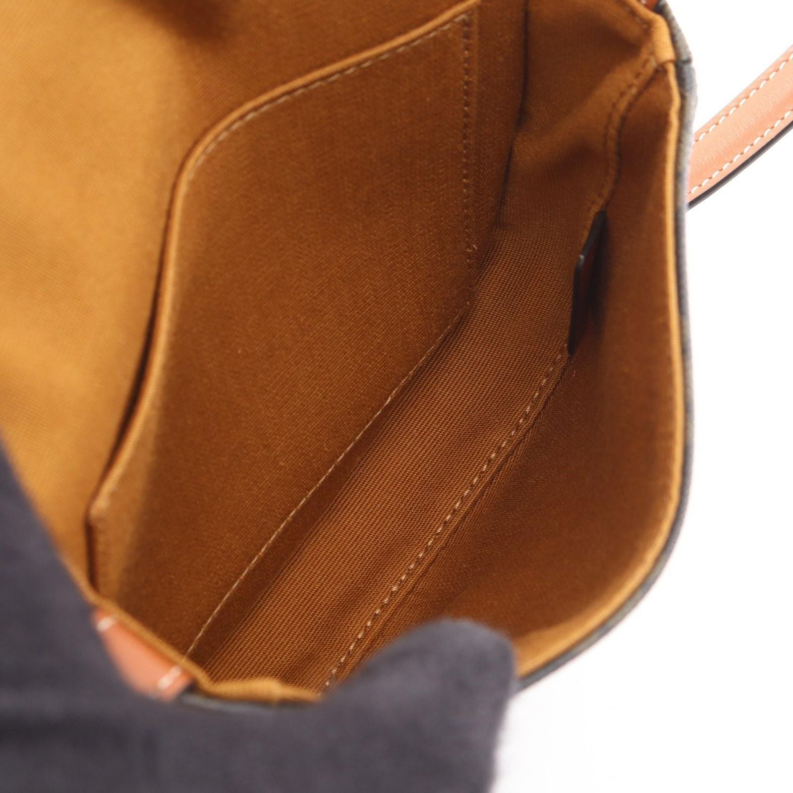 Celine Shoulder Bag Triomphe Mini Besace Brown Black Canvas Leather — view 3
