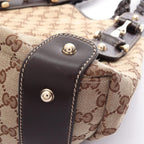 Gucci Shoulder Bag GG Canvas Beige Dark Brown Horsebit Mesh Handle — view 7
