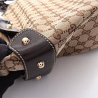 Gucci Shoulder Bag GG Canvas Beige Dark Brown Horsebit Mesh Handle — view 8