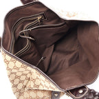 Gucci Shoulder Bag GG Canvas Beige Dark Brown Horsebit Mesh Handle — view 3