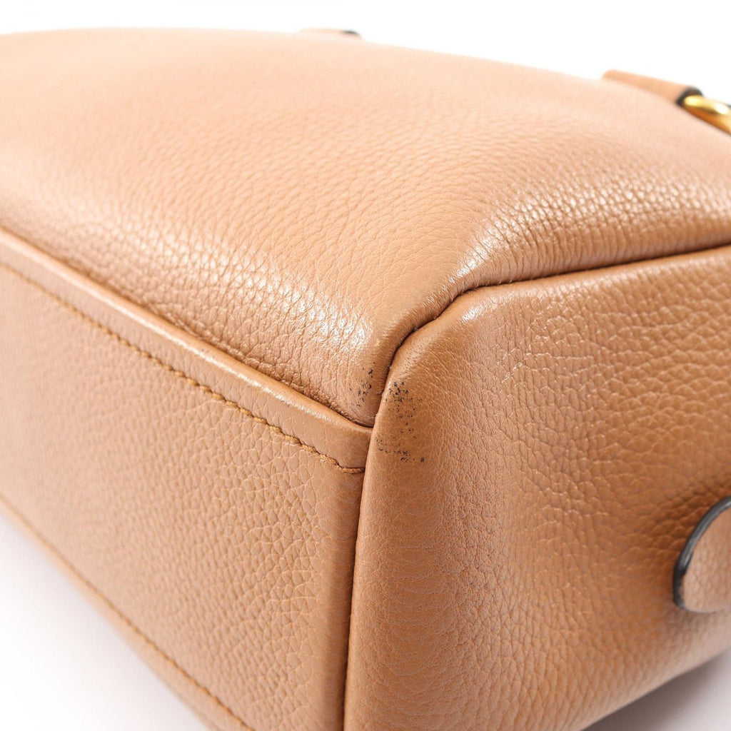Prada Handbag Vitello Phenix 2-Way Camel Leather Triangle Logo Top Handle — view 9