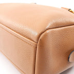 Prada Handbag Vitello Phenix 2-Way Camel Leather Triangle Logo Top Handle — view 9