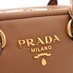 Prada Handbag Vitello Phenix 2-Way Camel Leather Triangle Logo Top Handle — view 5