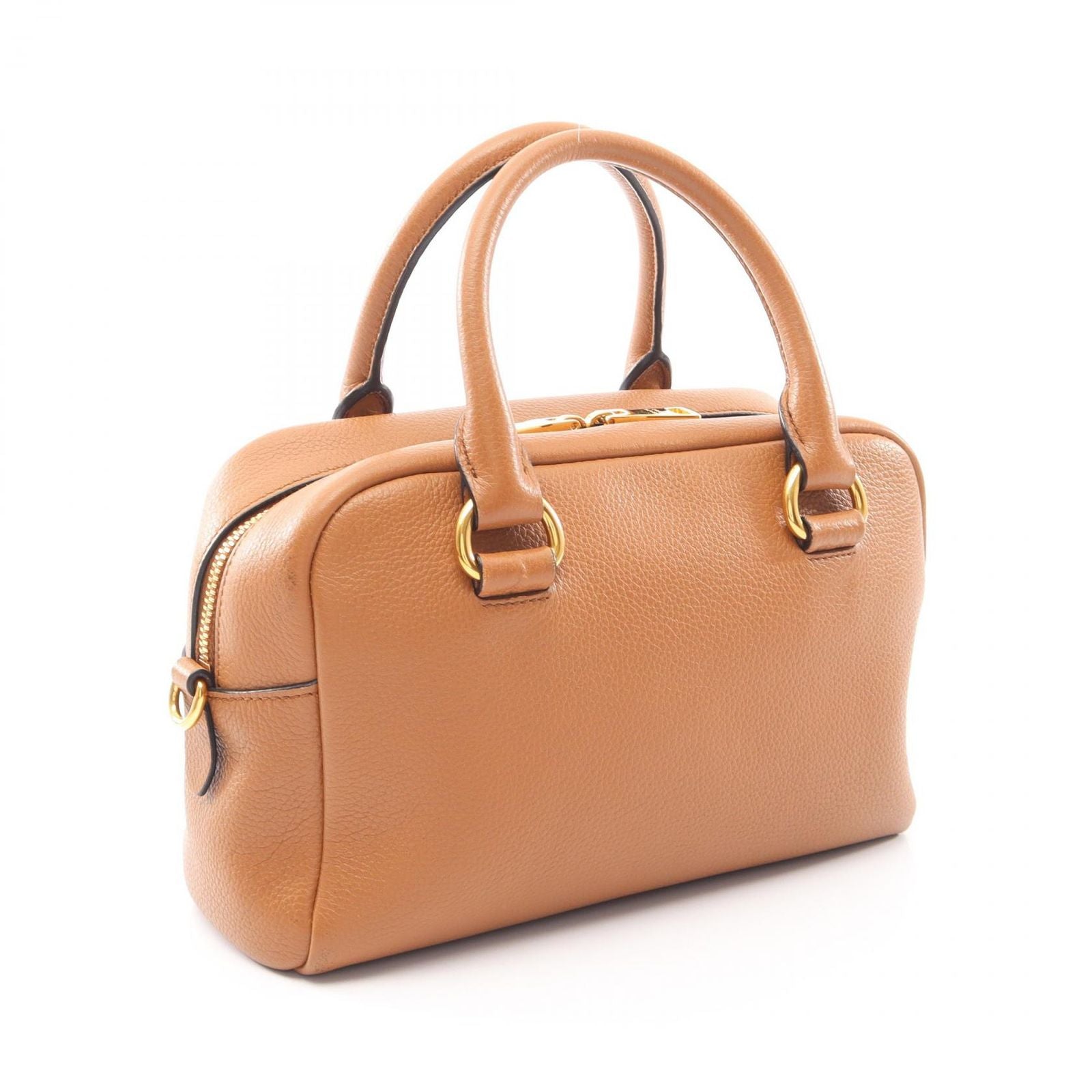 Prada Handbag Vitello Phenix 2-Way Camel Leather Triangle Logo Top Handle — view 2
