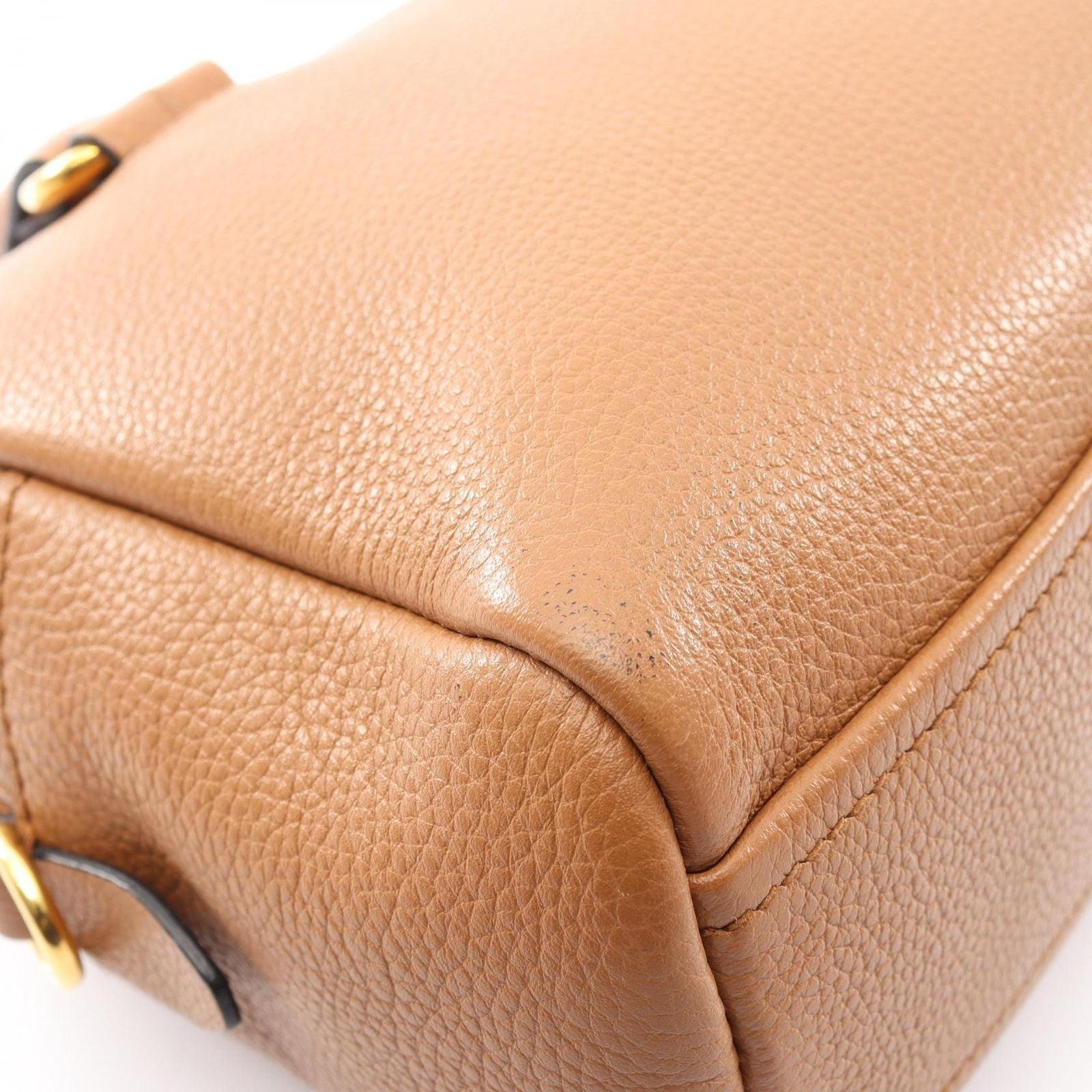 Prada Handbag Vitello Phenix 2-Way Camel Leather Triangle Logo Top Handle — view 8
