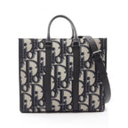 Dior Tote Maxi Oblique East West 2-Way Navy Ivory Black Canvas Leather