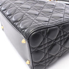 Dior Handbag Lady Dior 2-Way Black Leather Cannage Tote — view 6