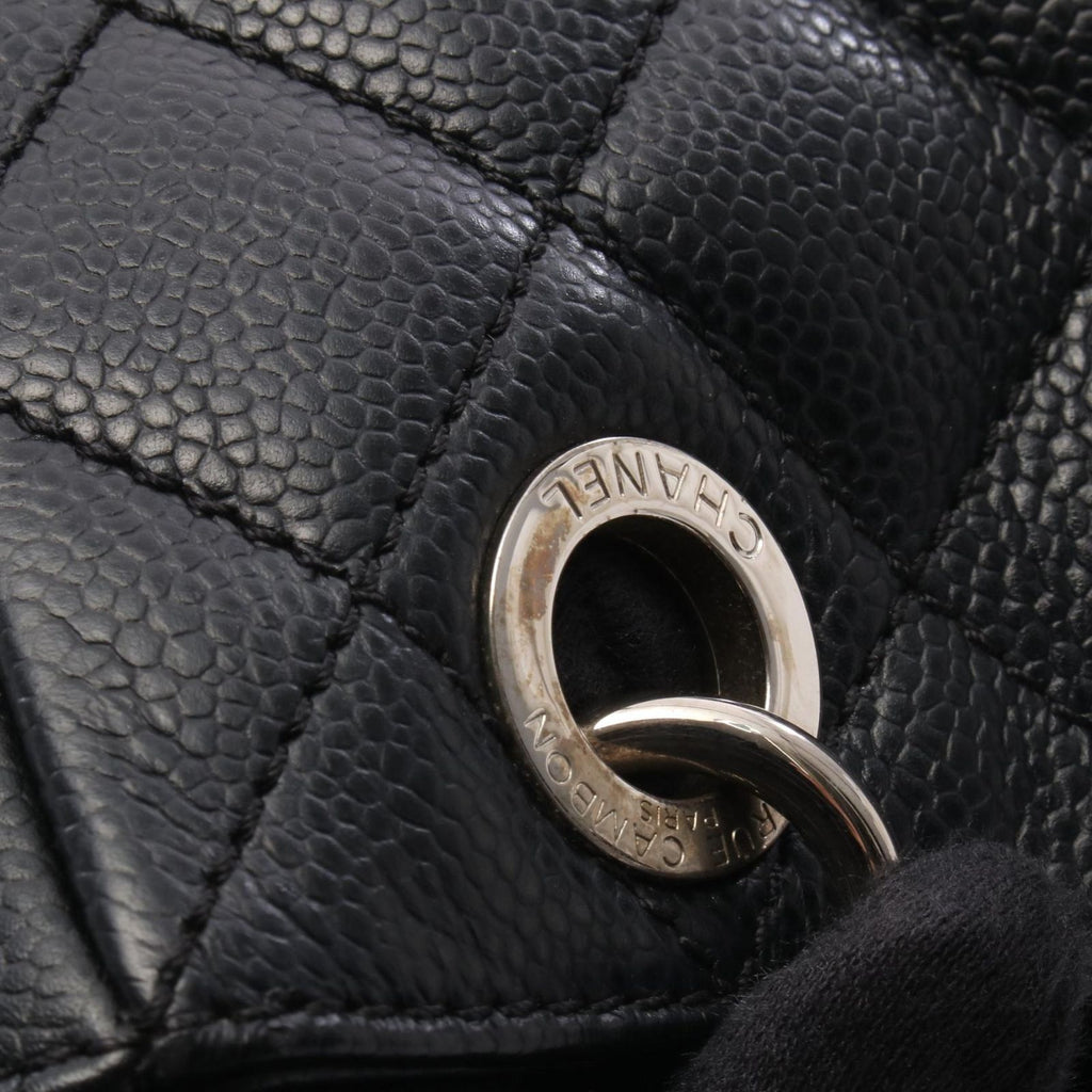 Chanel Tote Quilted Petite Shopping PST Black Caviar Leather Chain — view 8