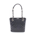 Chanel Tote Quilted Petite Shopping PST Black Caviar Leather Chain