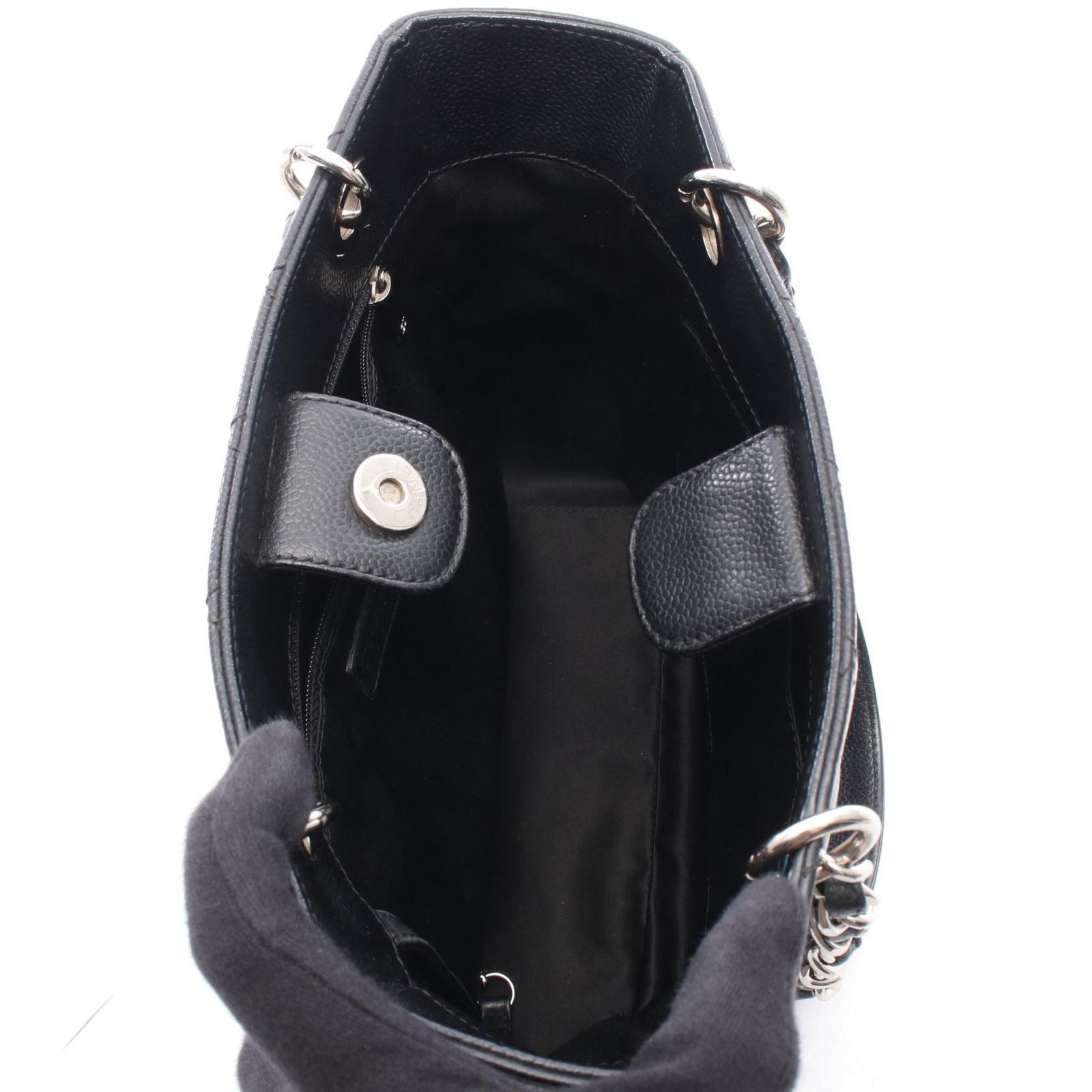 Chanel Tote Quilted Petite Shopping PST Black Caviar Leather Chain — view 3