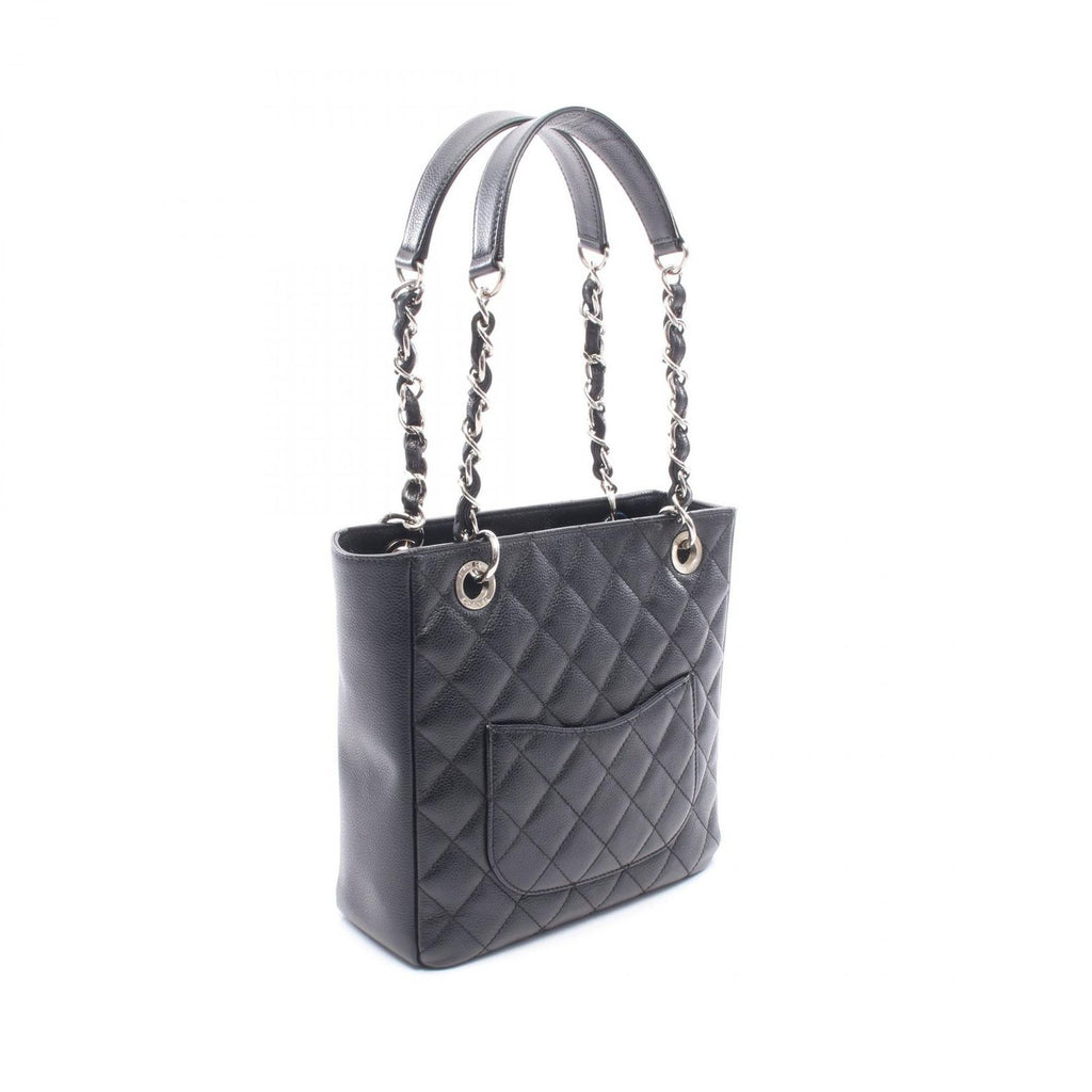 Chanel Tote Quilted Petite Shopping PST Black Caviar Leather Chain — view 2