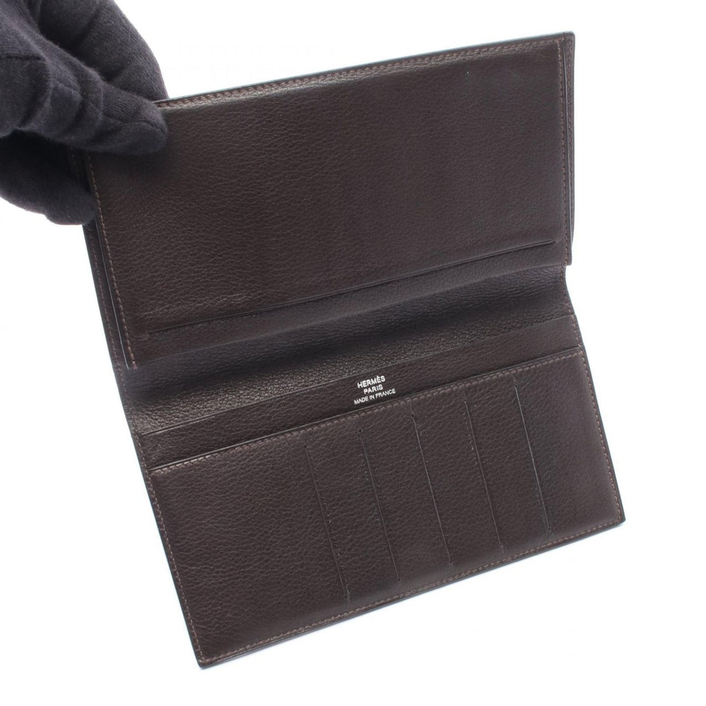 Hermes Bifold Wallet Citizen Twill Long Silk in Ebene — view 3