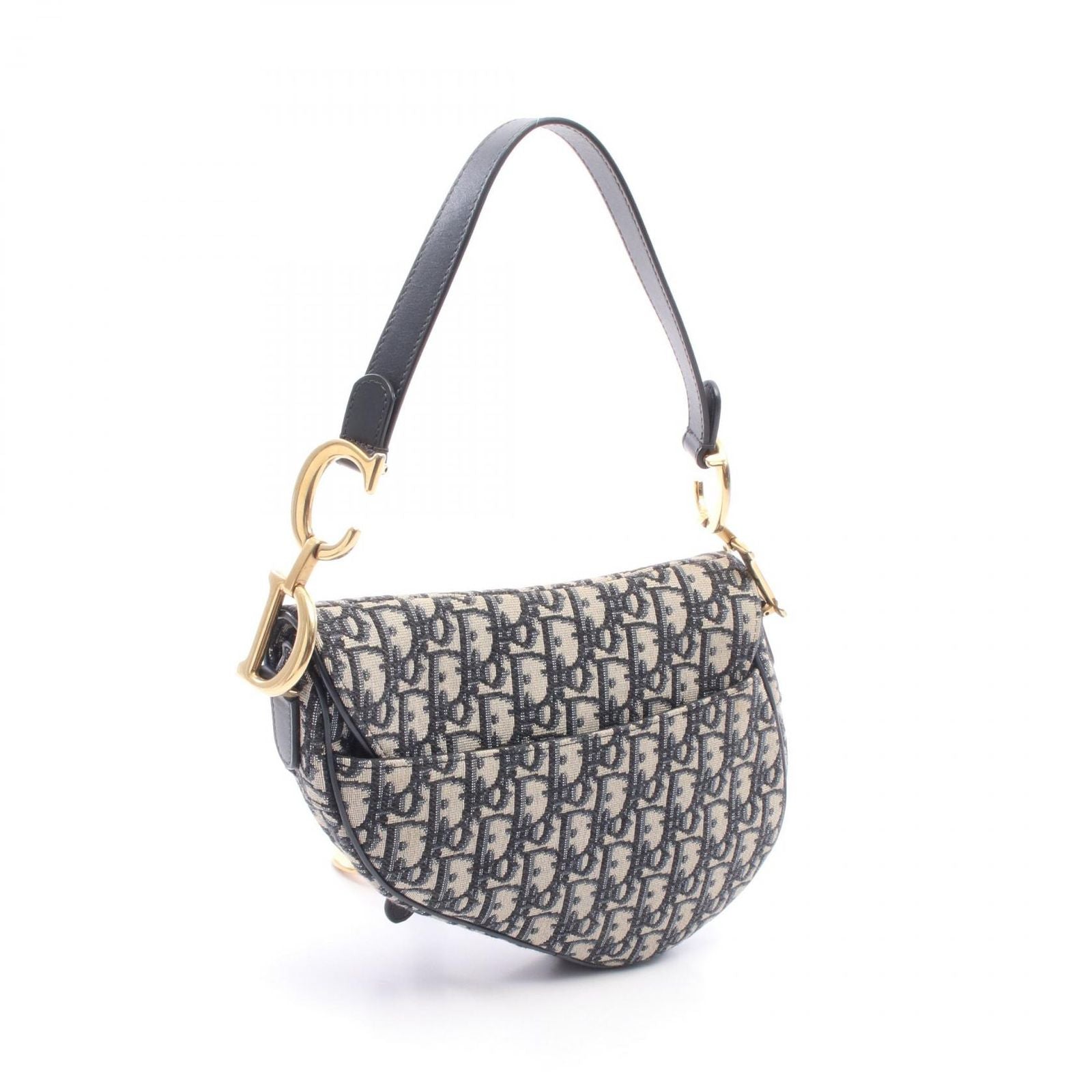 Dior Handbag Saddle Oblique 2-Way Navy Ivory Canvas Leather — view 2
