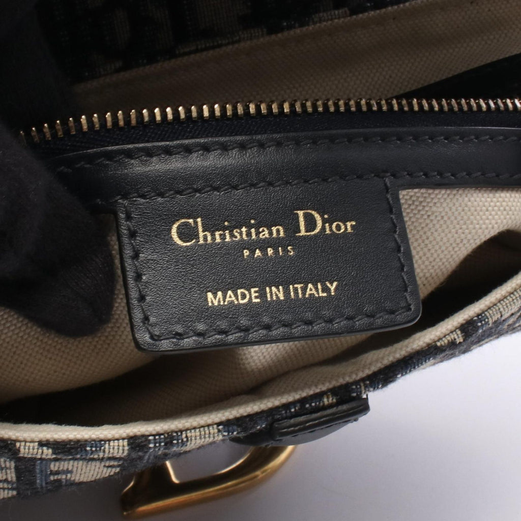 Dior Handbag Saddle Oblique 2-Way Navy Ivory Canvas Leather — view 4