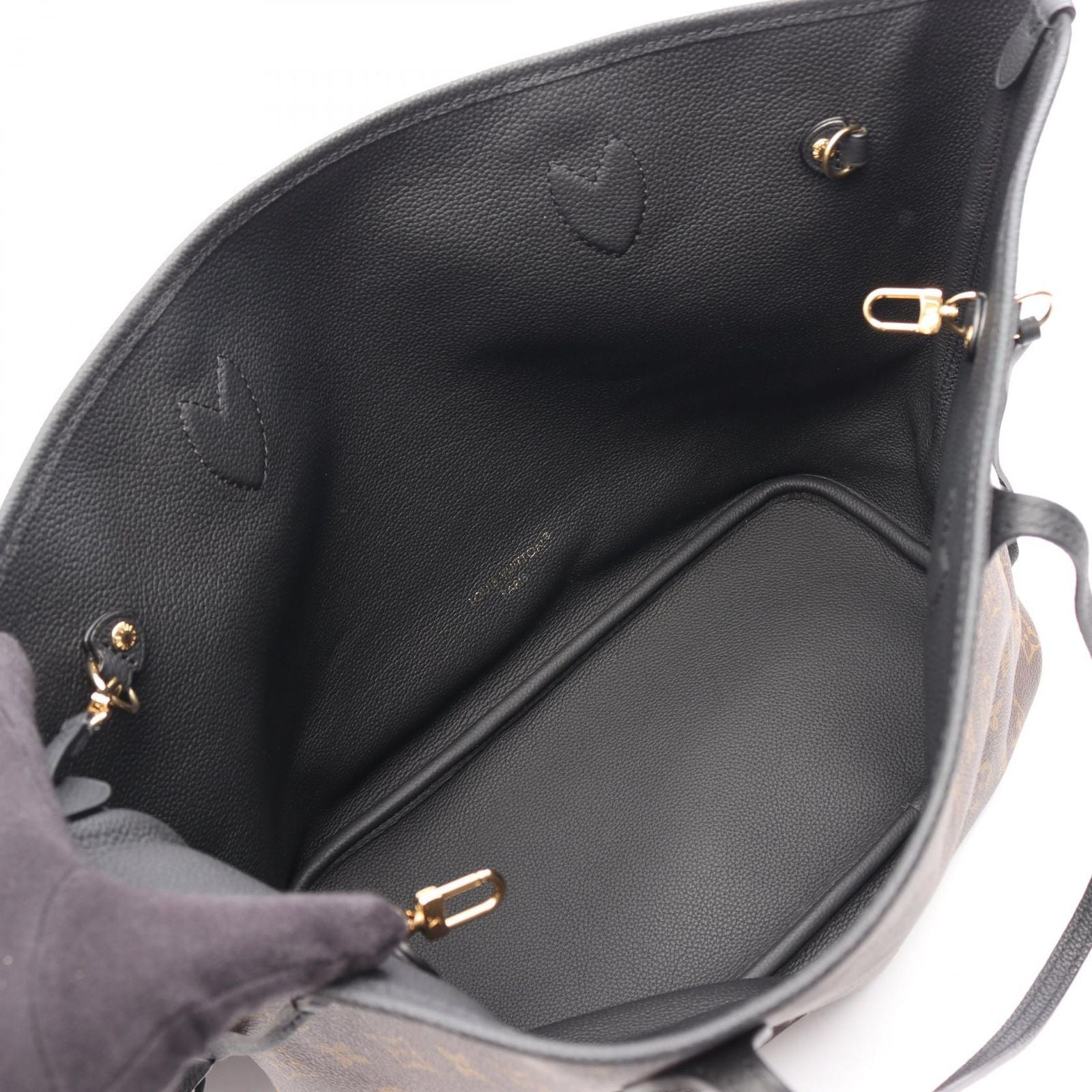 Louis Vuitton Tote Neverfull Inside Out MM Black Canvas Leather — view 3