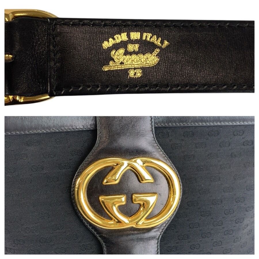 Gucci Vintage Micro GG Interlocking Sherry Line Black Canvas Shoulder — view 3