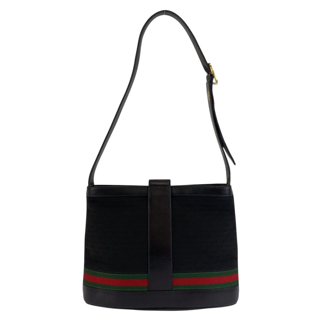 Gucci Vintage Micro GG Interlocking Sherry Line Black Canvas Shoulder — view 2