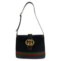 Gucci Vintage Micro GG Interlocking Sherry Line Black Canvas Shoulder