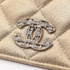 Chanel Shoulder Bag Quilted Metallic Gold Leather Chain Wallet — view 7