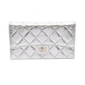 Chanel Trifold Wallet 2.55 Quilted Metallic Silver Leather