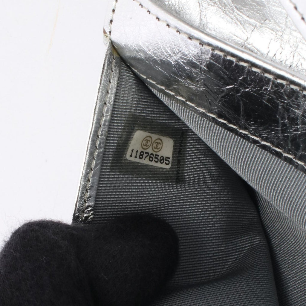 Chanel Trifold Wallet 2.55 Quilted Metallic Silver Leather — view 6