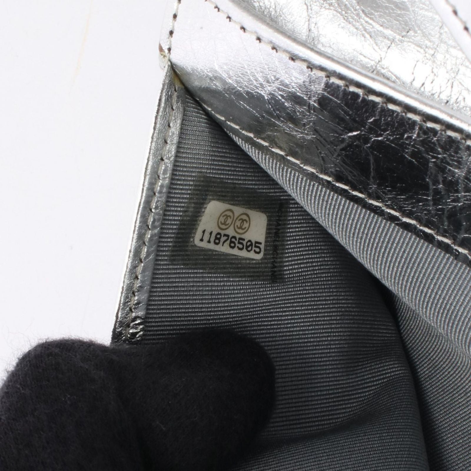 Chanel Trifold Wallet 2.55 Quilted Metallic Silver Leather — view 6