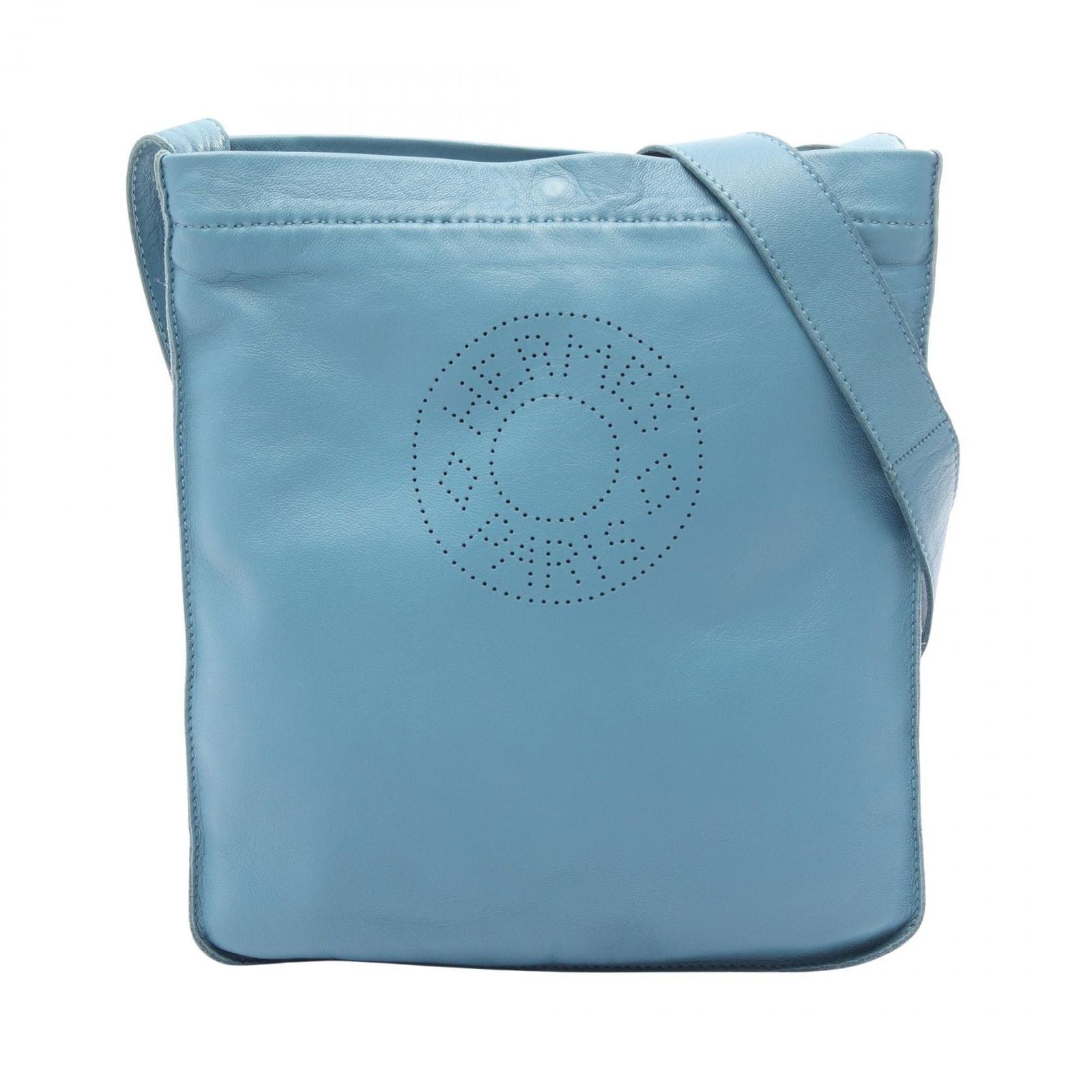 Hermes Shoulder Bag Clou de Selle Blue Jean Leather