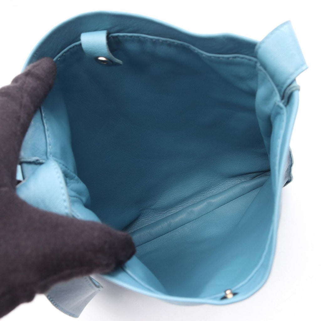 Hermes Shoulder Bag Clou de Selle Blue Jean Leather — view 3