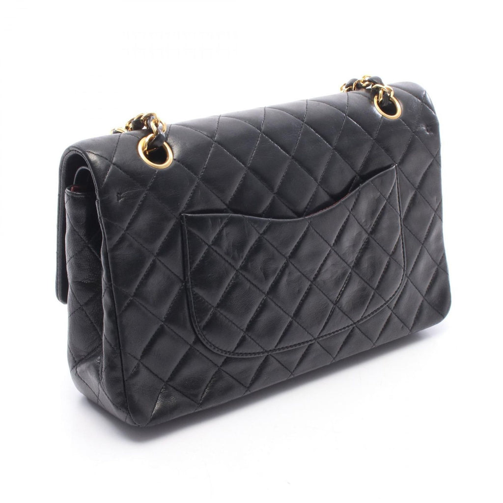 Chanel Shoulder Bag Quilted Double Flap Black Lambskin Chain — view 2
