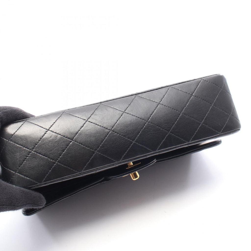 Chanel Shoulder Bag Quilted Double Flap Black Lambskin Chain — view 8