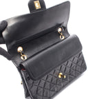 Chanel Shoulder Bag Quilted Double Flap Black Lambskin Chain — view 9