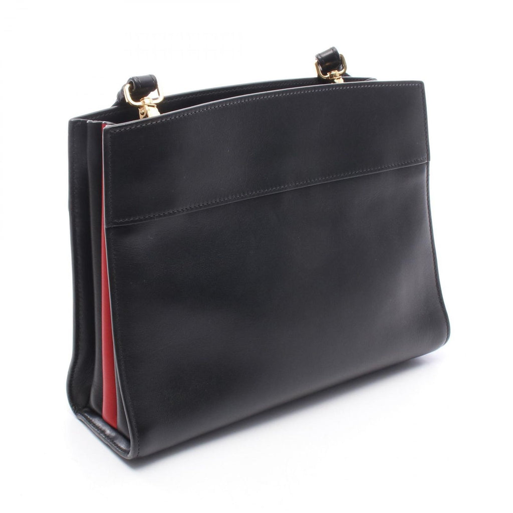 Prada Shoulder Bag Bibliotheque Black Red Leather Bibliothek — view 2