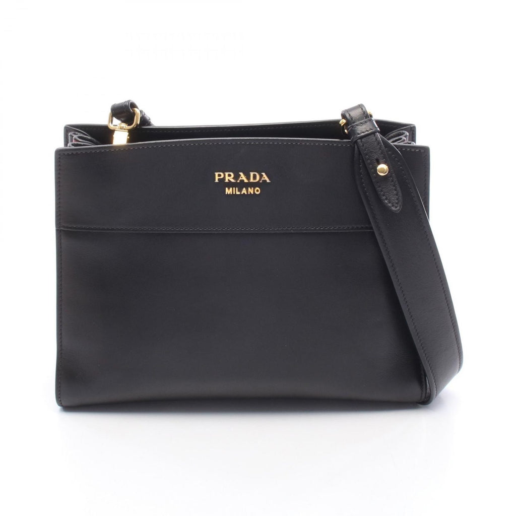 Prada Shoulder Bag Bibliotheque Black Red Leather Bibliothek