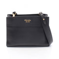 Prada Shoulder Bag Bibliotheque Black Red Leather Bibliothek
