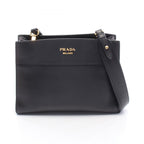 Prada Shoulder Bag Bibliotheque Black Red Leather Bibliothek