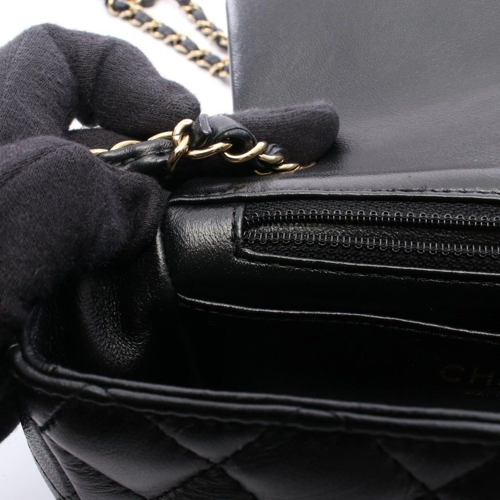 Chanel Shoulder Bag Mini Quilted Black Lambskin Chain — view 7