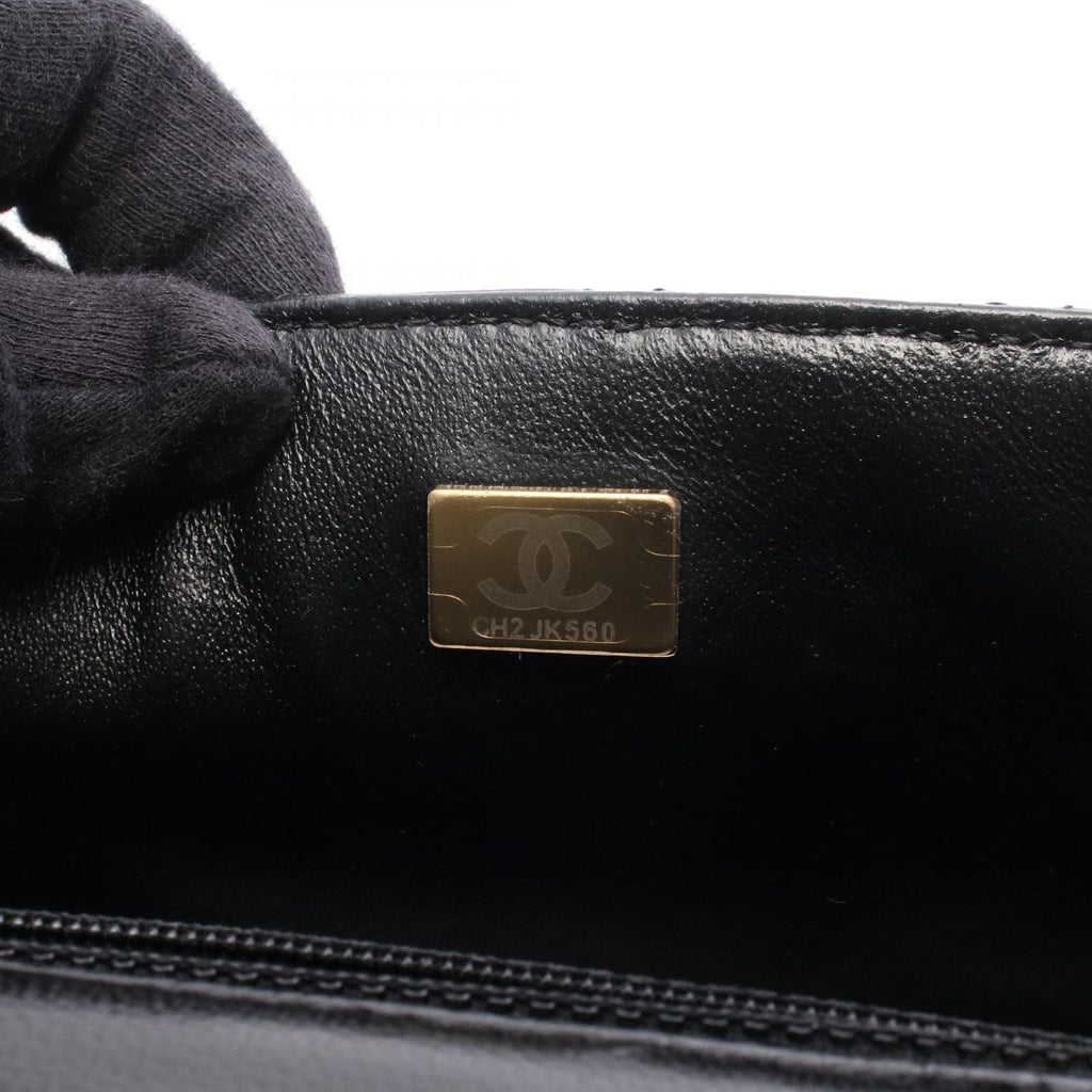 Chanel Shoulder Bag Mini Quilted Black Lambskin Chain — view 5