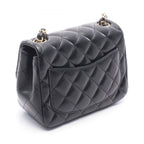 Chanel Shoulder Bag Mini Quilted Black Lambskin Chain — view 2