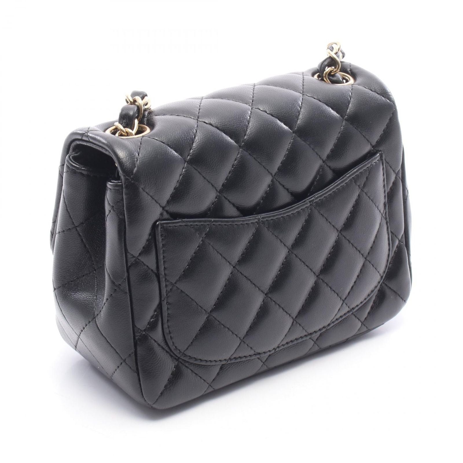 Chanel Shoulder Bag Mini Quilted Black Lambskin Chain — view 2