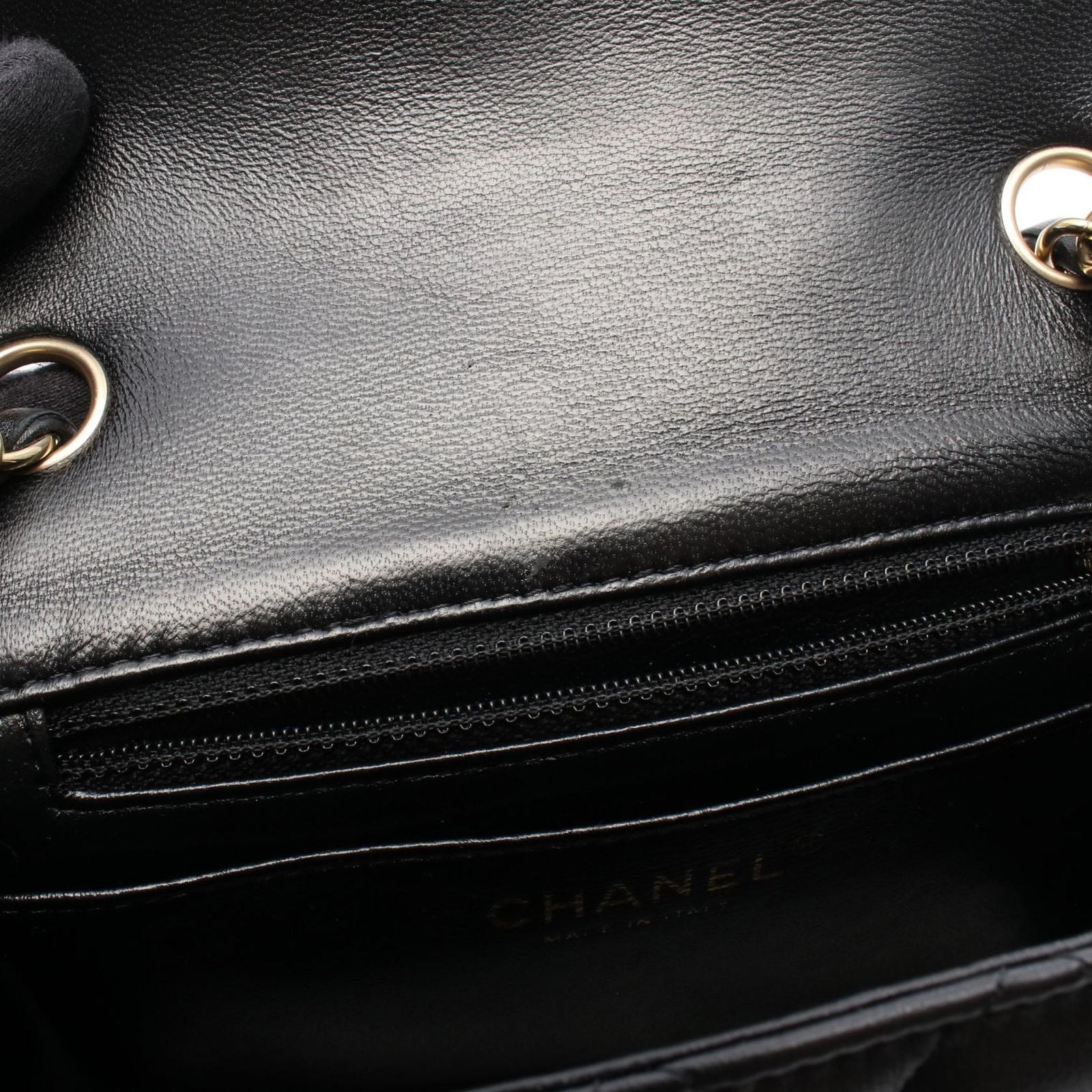 Chanel Shoulder Bag Mini Quilted Black Lambskin Chain — view 8