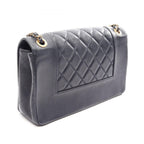 Chanel Shoulder Bag Mademoiselle Quilted Double Flap Navy Leather Chain — view 2