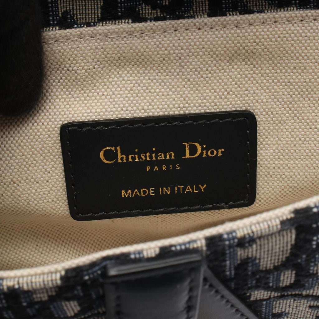 Dior Saddle Bag Mini Oblique 2-Way Navy Canvas Leather — view 4
