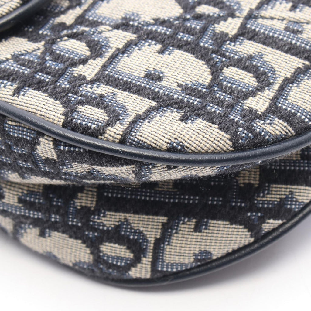 Dior Saddle Bag Mini Oblique 2-Way Navy Canvas Leather — view 6
